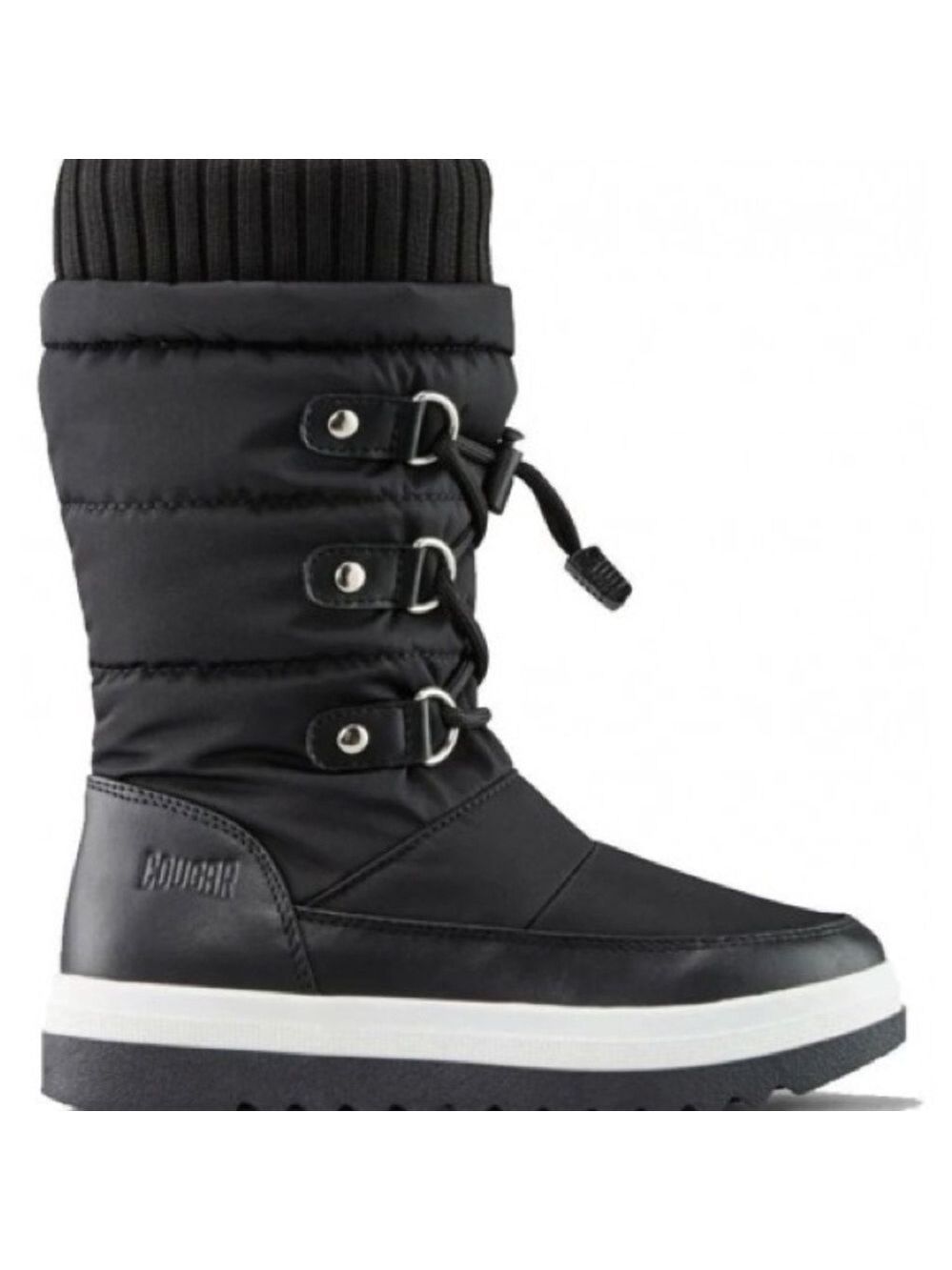 Size 1 Youth Cougar Black and White Kids Snow Boots